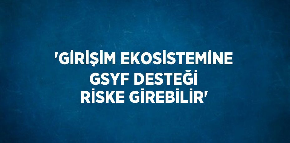 'GİRİŞİM EKOSİSTEMİNE GSYF DESTEĞİ RİSKE GİREBİLİR'