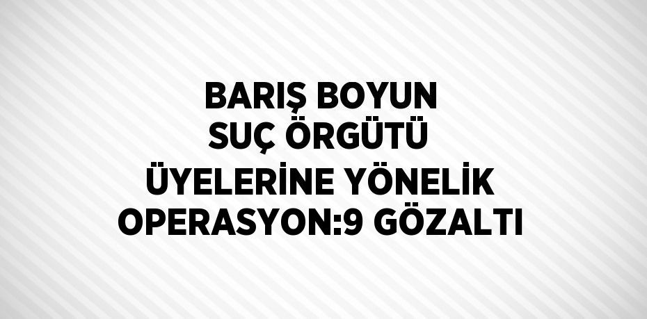 BARIŞ BOYUN SUÇ ÖRGÜTÜ ÜYELERİNE YÖNELİK OPERASYON:9 GÖZALTI