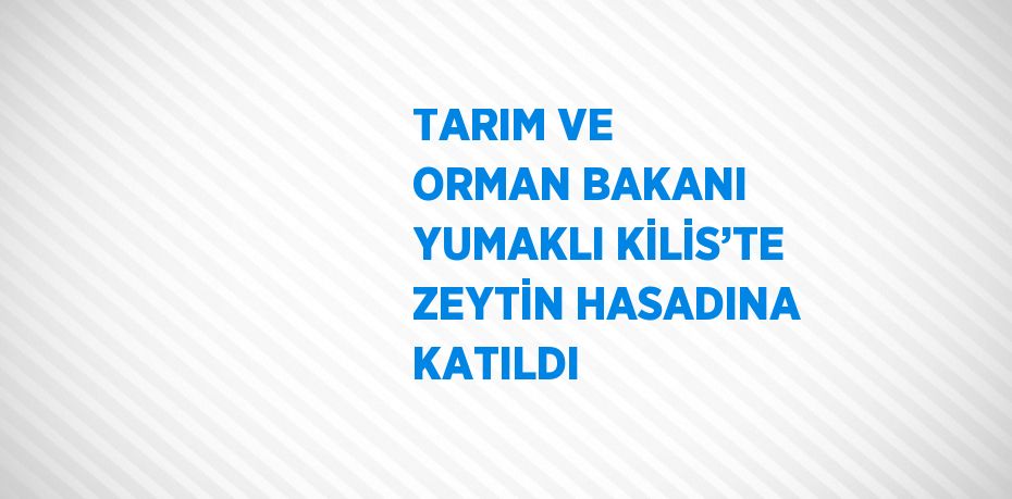 TARIM VE ORMAN BAKANI YUMAKLI KİLİS’TE ZEYTİN HASADINA KATILDI