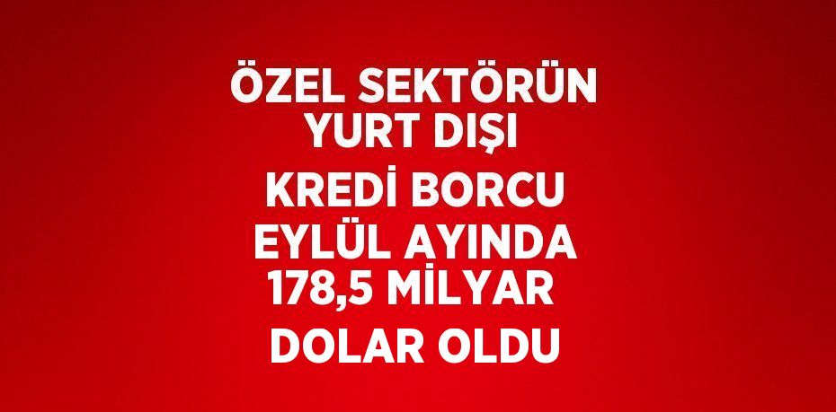 ÖZEL SEKTÖRÜN YURT DIŞI KREDİ BORCU EYLÜL AYINDA 178,5 MİLYAR DOLAR OLDU