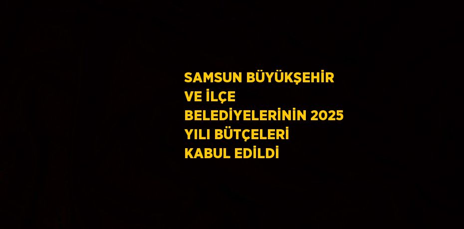 SAMSUN BÜYÜKŞEHİR VE İLÇE BELEDİYELERİNİN 2025 YILI BÜTÇELERİ KABUL EDİLDİ