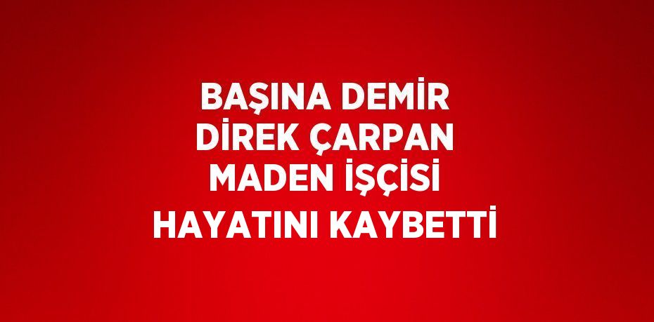 BAŞINA DEMİR DİREK ÇARPAN MADEN İŞÇİSİ HAYATINI KAYBETTİ