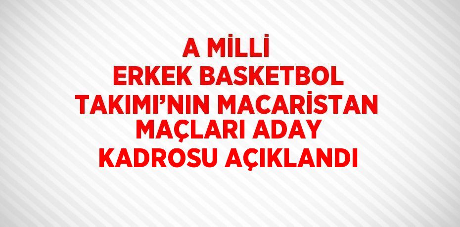 A MİLLİ ERKEK BASKETBOL TAKIMI’NIN MACARİSTAN MAÇLARI ADAY KADROSU AÇIKLANDI