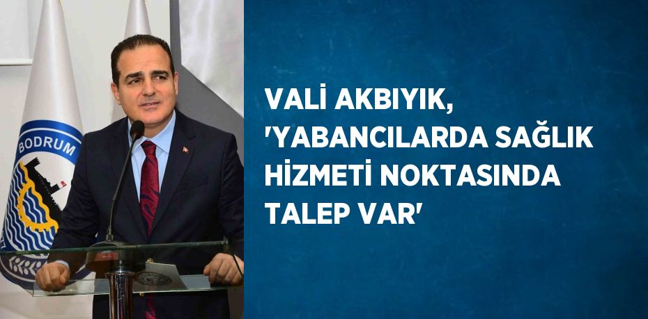 VALİ AKBIYIK, 'YABANCILARDA SAĞLIK HİZMETİ NOKTASINDA TALEP VAR'