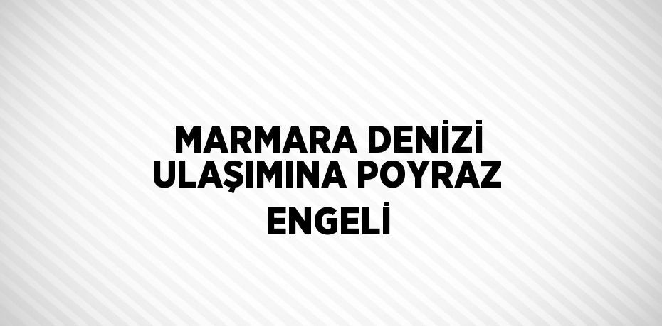 MARMARA DENİZİ ULAŞIMINA POYRAZ ENGELİ