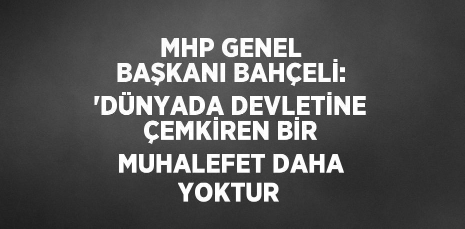 MHP GENEL BAŞKANI BAHÇELİ: 'DÜNYADA DEVLETİNE ÇEMKİREN BİR MUHALEFET DAHA YOKTUR