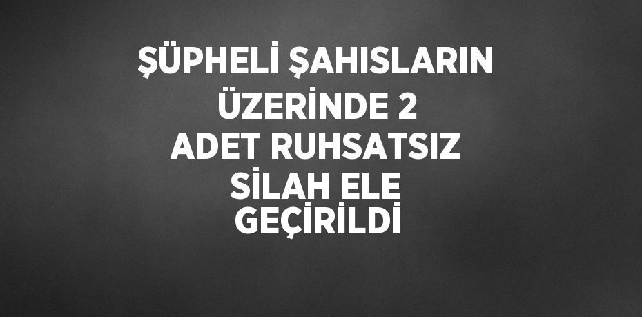 ŞÜPHELİ ŞAHISLARIN ÜZERİNDE 2 ADET RUHSATSIZ SİLAH ELE GEÇİRİLDİ