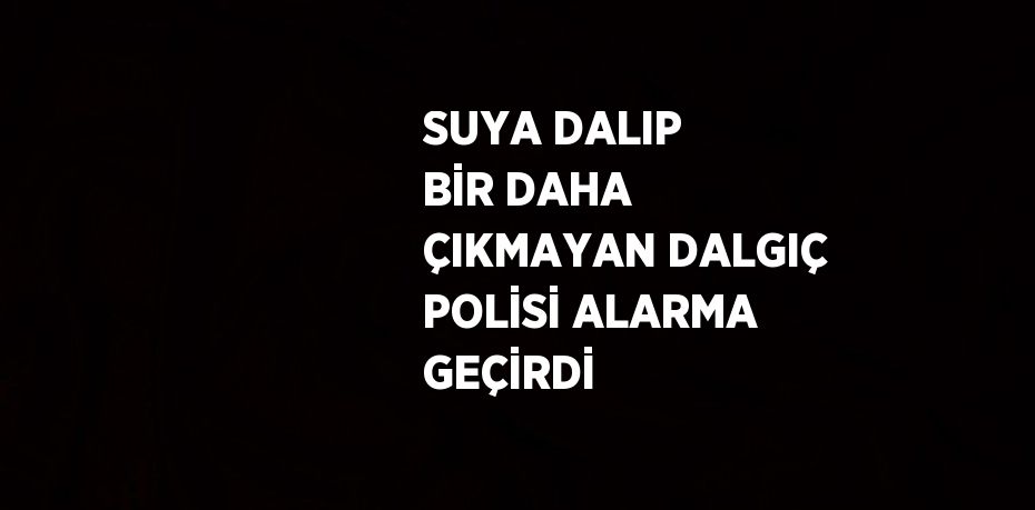 SUYA DALIP BİR DAHA ÇIKMAYAN DALGIÇ POLİSİ ALARMA GEÇİRDİ