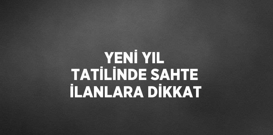 YENİ YIL TATİLİNDE SAHTE İLANLARA DİKKAT