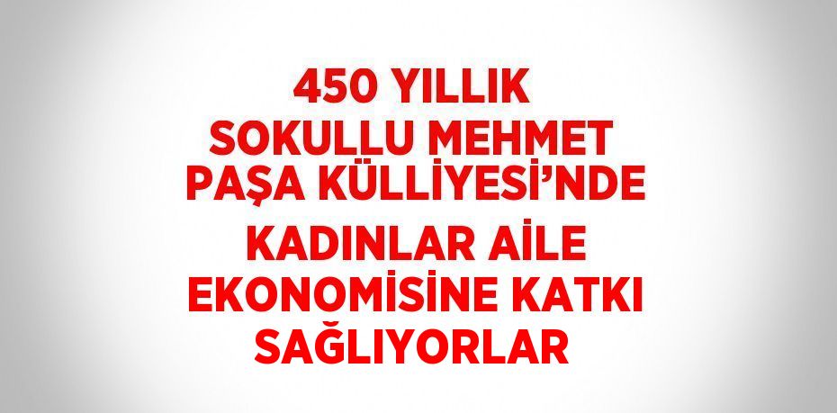 450 YILLIK SOKULLU MEHMET PAŞA KÜLLİYESİ’NDE KADINLAR AİLE EKONOMİSİNE KATKI SAĞLIYORLAR