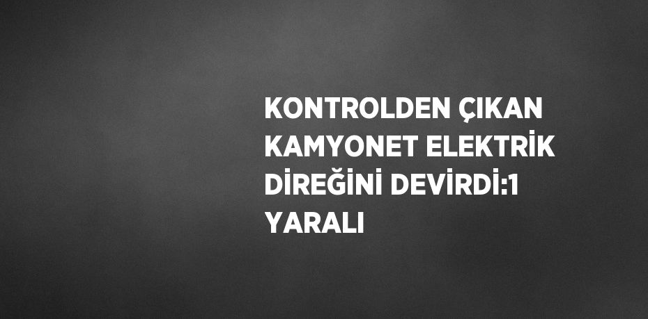 KONTROLDEN ÇIKAN KAMYONET ELEKTRİK DİREĞİNİ DEVİRDİ:1 YARALI