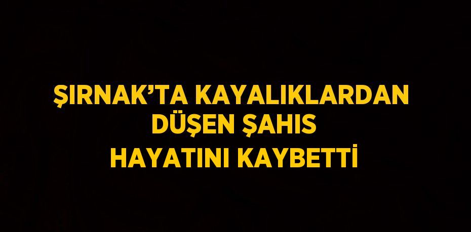 ŞIRNAK’TA KAYALIKLARDAN DÜŞEN ŞAHIS HAYATINI KAYBETTİ
