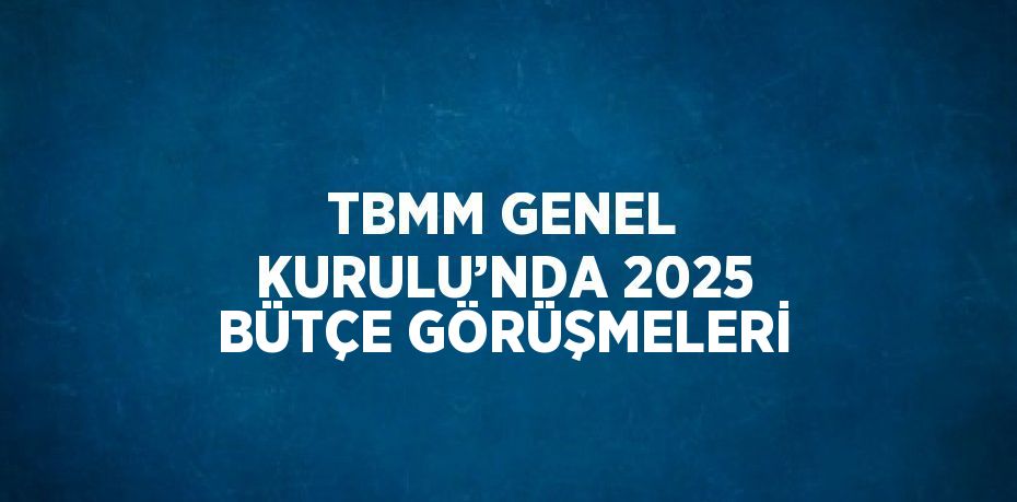 TBMM GENEL KURULU’NDA 2025 BÜTÇE GÖRÜŞMELERİ