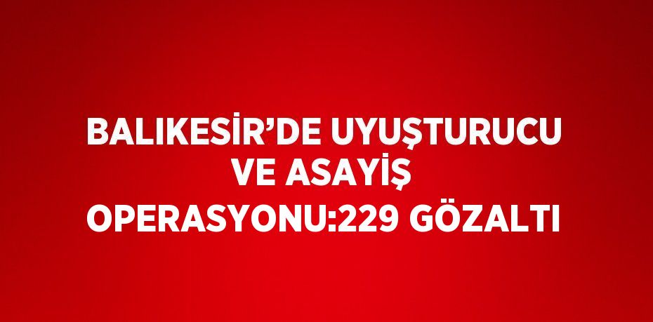 BALIKESİR’DE UYUŞTURUCU VE ASAYİŞ OPERASYONU:229 GÖZALTI