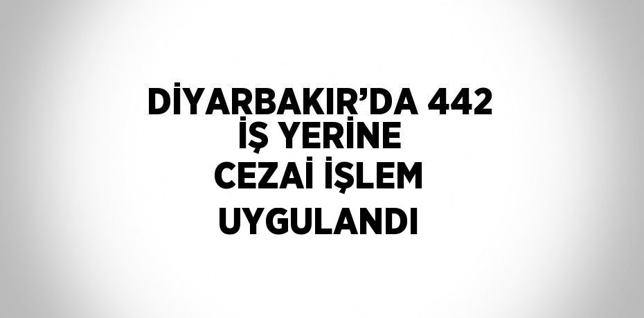 DİYARBAKIR’DA 442 İŞ YERİNE CEZAİ İŞLEM UYGULANDI