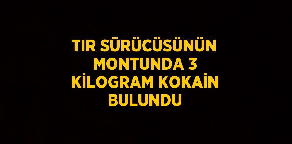 TIR SÜRÜCÜSÜNÜN MONTUNDA 3 KİLOGRAM KOKAİN BULUNDU