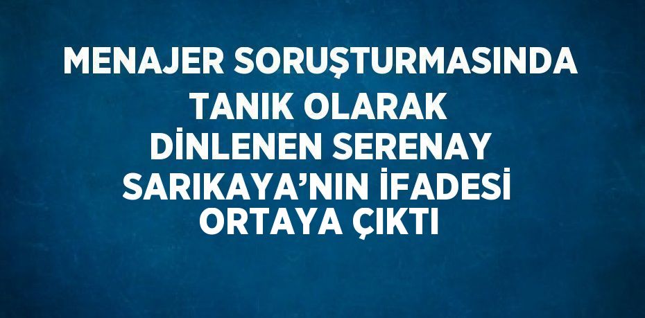 MENAJER SORUŞTURMASINDA TANIK OLARAK DİNLENEN SERENAY SARIKAYA’NIN İFADESİ ORTAYA ÇIKTI