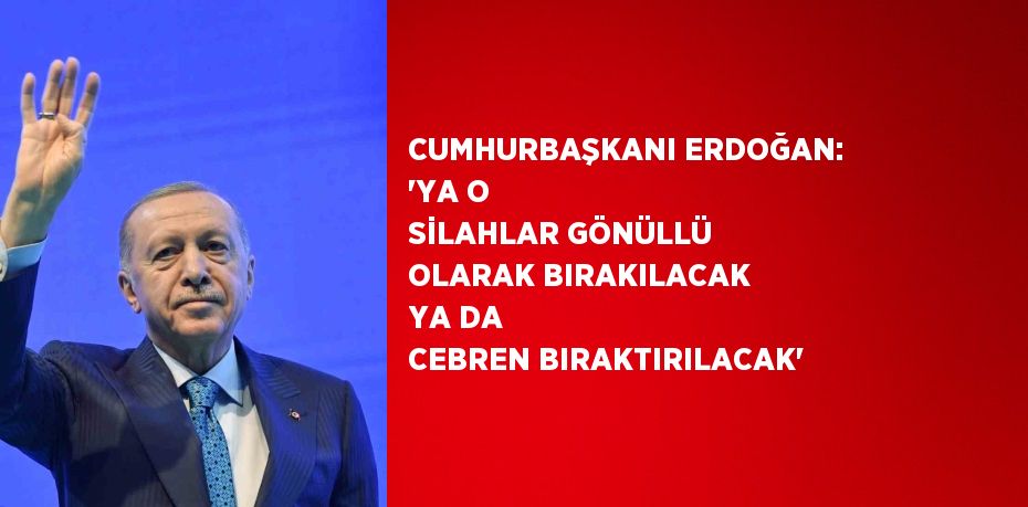 CUMHURBAŞKANI ERDOĞAN: 'YA O SİLAHLAR GÖNÜLLÜ OLARAK BIRAKILACAK YA DA CEBREN BIRAKTIRILACAK'