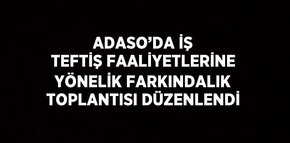 ADASO’DA İŞ TEFTİŞ FAALİYETLERİNE YÖNELİK FARKINDALIK TOPLANTISI DÜZENLENDİ