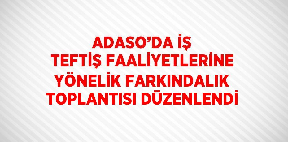 ADASO’DA İŞ TEFTİŞ FAALİYETLERİNE YÖNELİK FARKINDALIK TOPLANTISI DÜZENLENDİ