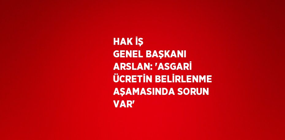 HAK İŞ GENEL BAŞKANI ARSLAN: 'ASGARİ ÜCRETİN BELİRLENME AŞAMASINDA SORUN VAR'