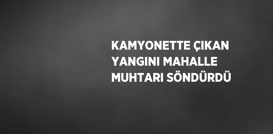 KAMYONETTE ÇIKAN YANGINI MAHALLE MUHTARI SÖNDÜRDÜ