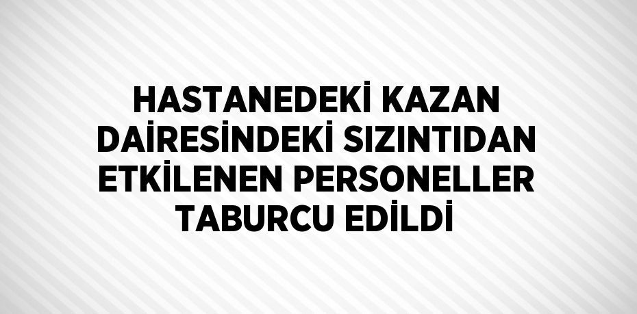 HASTANEDEKİ KAZAN DAİRESİNDEKİ SIZINTIDAN ETKİLENEN PERSONELLER TABURCU EDİLDİ