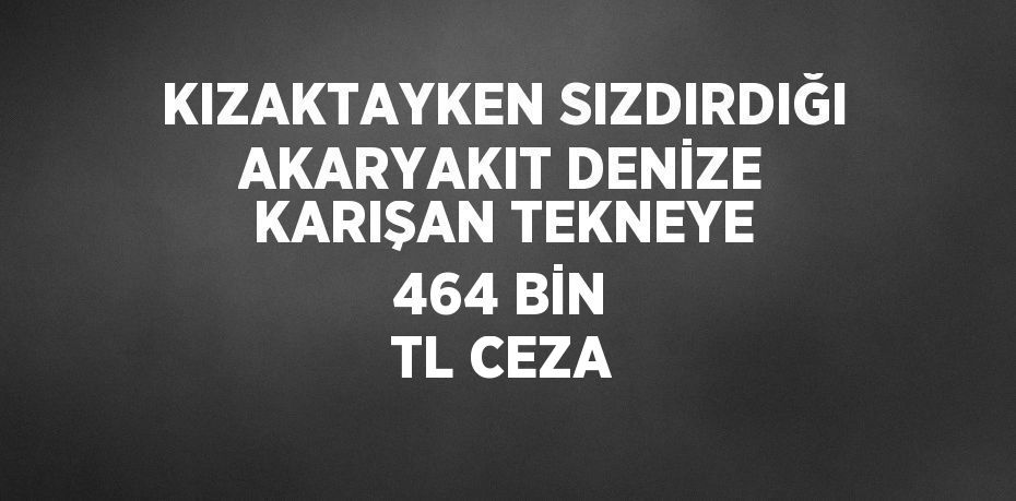 KIZAKTAYKEN SIZDIRDIĞI AKARYAKIT DENİZE KARIŞAN TEKNEYE 464 BİN TL CEZA
