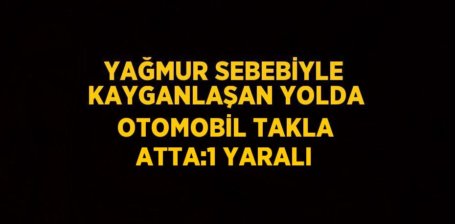 YAĞMUR SEBEBİYLE KAYGANLAŞAN YOLDA OTOMOBİL TAKLA ATTA:1 YARALI