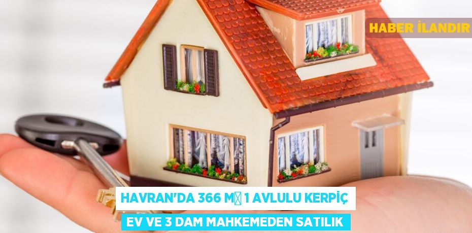Havran'da 366 m² 1 avlulu kerpiç ev ve 3 dam mahkemeden satılık