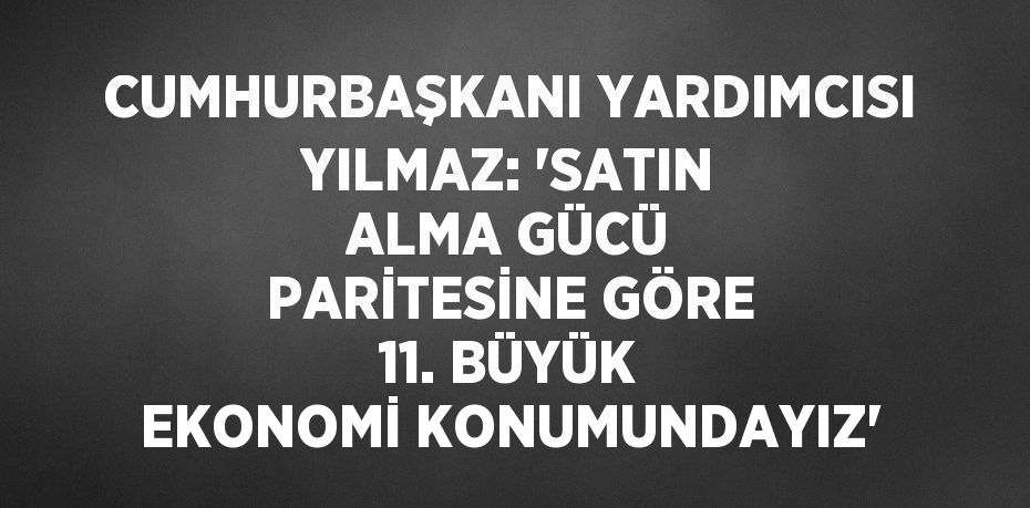 CUMHURBAŞKANI YARDIMCISI YILMAZ: 'SATIN ALMA GÜCÜ PARİTESİNE GÖRE 11. BÜYÜK EKONOMİ KONUMUNDAYIZ'