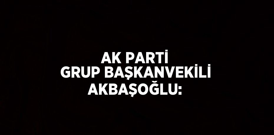 AK PARTİ GRUP BAŞKANVEKİLİ AKBAŞOĞLU: