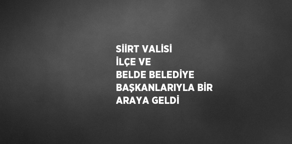 SİİRT VALİSİ İLÇE VE BELDE BELEDİYE BAŞKANLARIYLA BİR ARAYA GELDİ