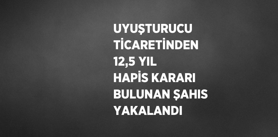 UYUŞTURUCU TİCARETİNDEN 12,5 YIL HAPİS KARARI BULUNAN ŞAHIS YAKALANDI