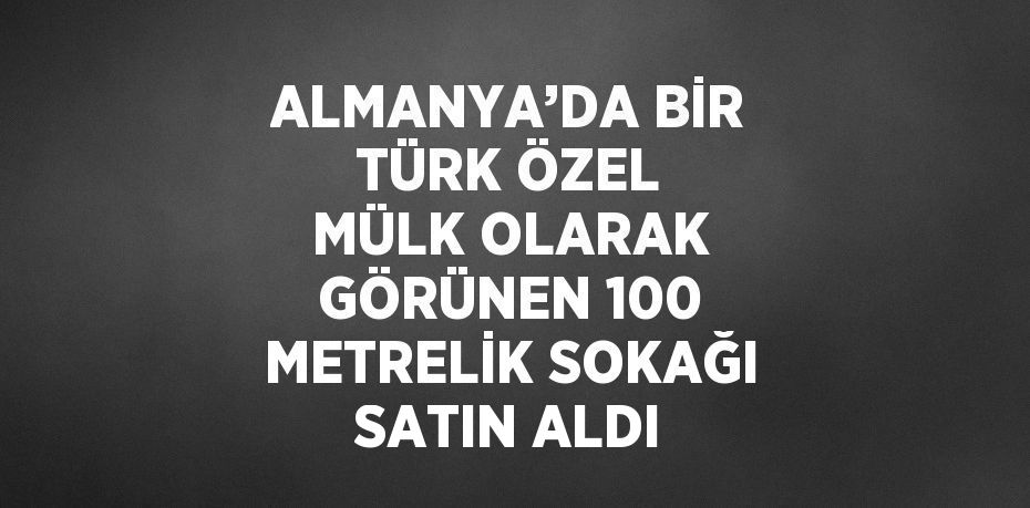 ALMANYA’DA BİR TÜRK ÖZEL MÜLK OLARAK GÖRÜNEN 100 METRELİK SOKAĞI SATIN ALDI