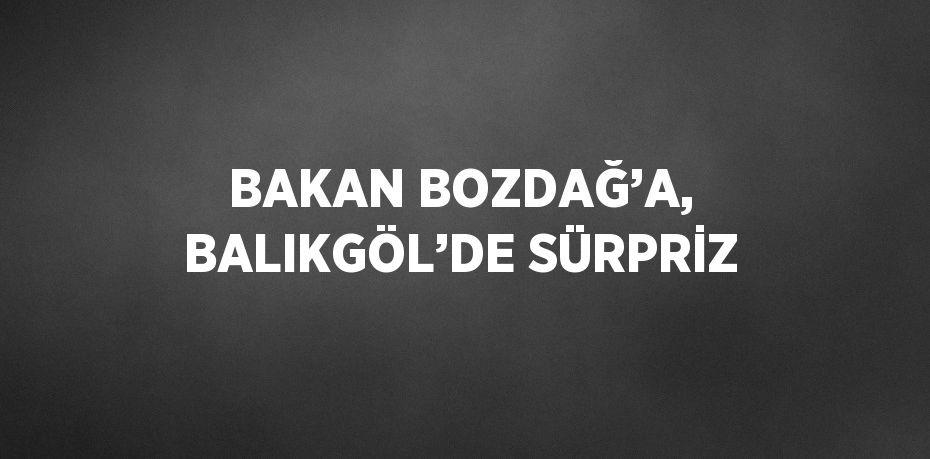 BAKAN BOZDAĞ’A, BALIKGÖL’DE SÜRPRİZ