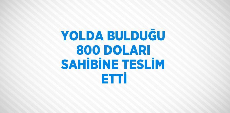 YOLDA BULDUĞU 800 DOLARI SAHİBİNE TESLİM ETTİ
