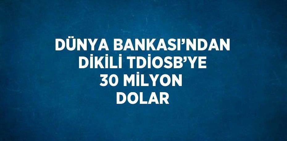 DÜNYA BANKASI’NDAN DİKİLİ TDİOSB’YE 30 MİLYON DOLAR