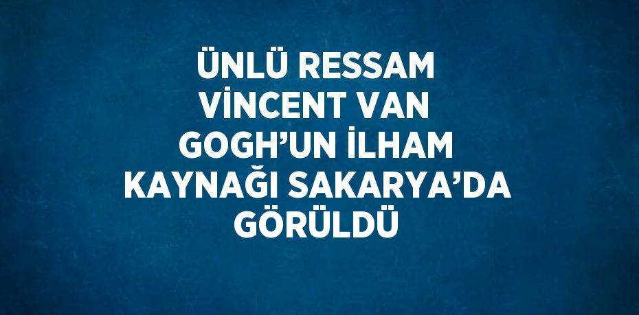 ÜNLÜ RESSAM VİNCENT VAN GOGH’UN İLHAM KAYNAĞI SAKARYA’DA GÖRÜLDÜ
