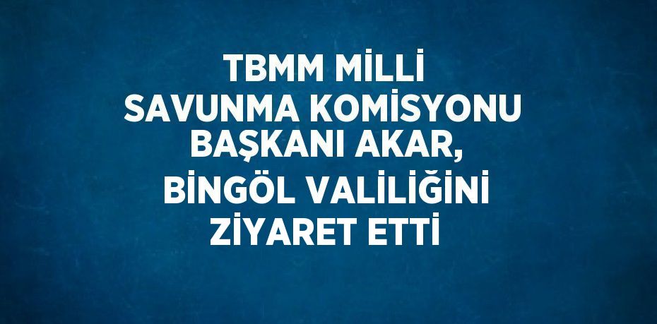 TBMM MİLLİ SAVUNMA KOMİSYONU BAŞKANI AKAR, BİNGÖL VALİLİĞİNİ ZİYARET ETTİ