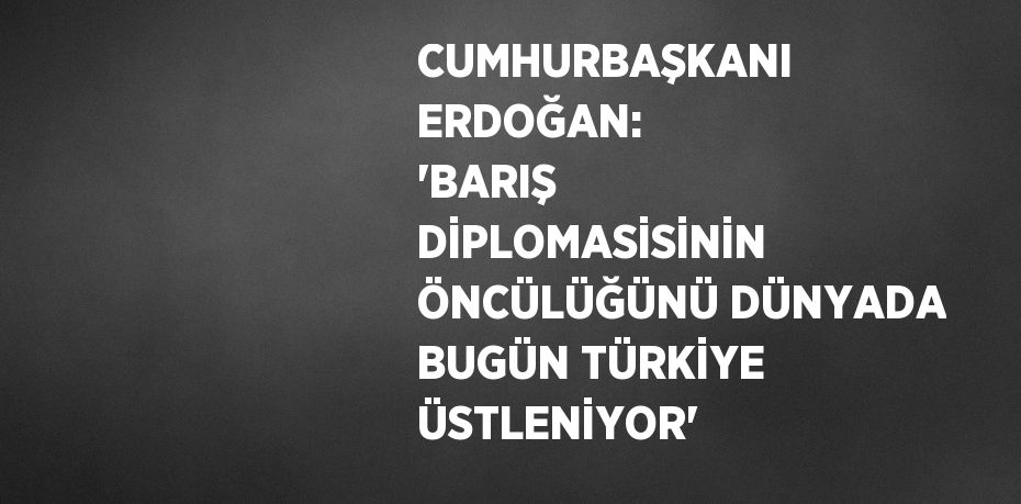 CUMHURBAŞKANI ERDOĞAN: 'BARIŞ DİPLOMASİSİNİN ÖNCÜLÜĞÜNÜ DÜNYADA BUGÜN TÜRKİYE ÜSTLENİYOR'