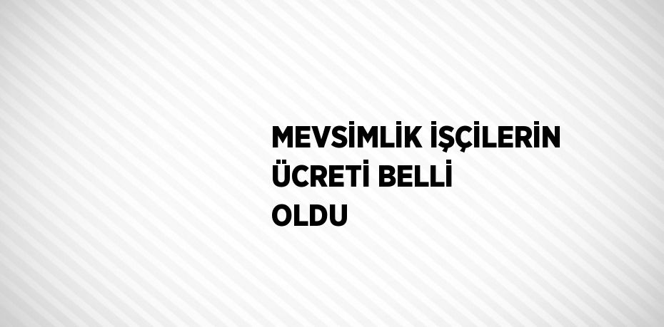 MEVSİMLİK İŞÇİLERİN ÜCRETİ BELLİ OLDU