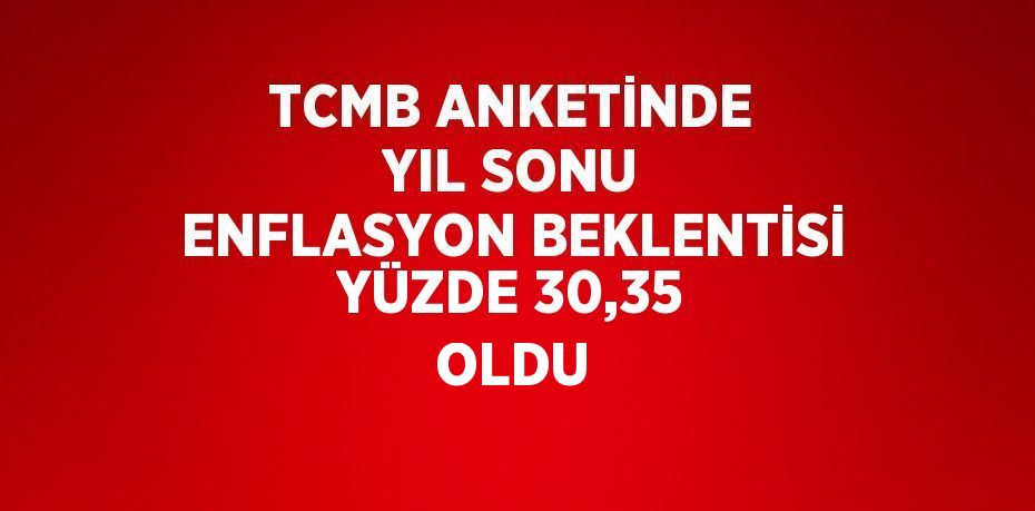 TCMB ANKETİNDE YIL SONU ENFLASYON BEKLENTİSİ YÜZDE 30,35 OLDU