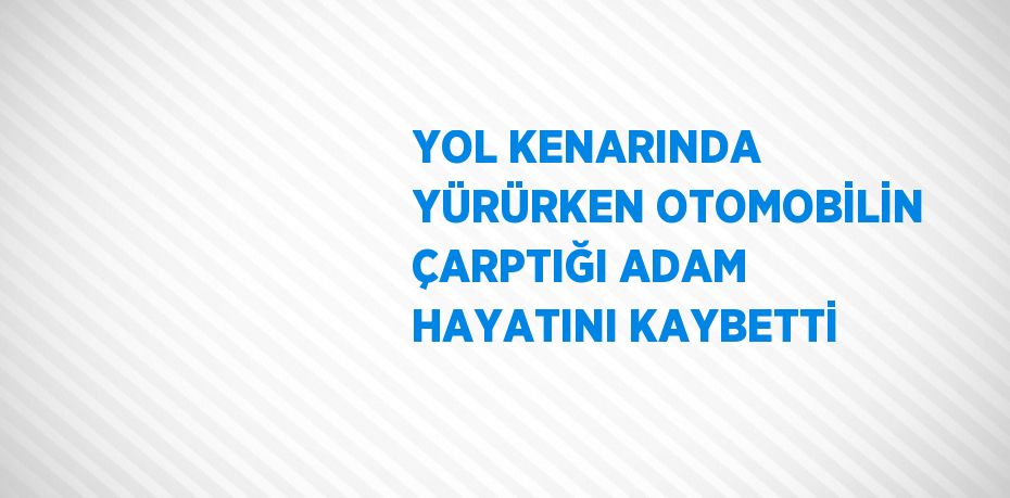 YOL KENARINDA YÜRÜRKEN OTOMOBİLİN ÇARPTIĞI ADAM HAYATINI KAYBETTİ