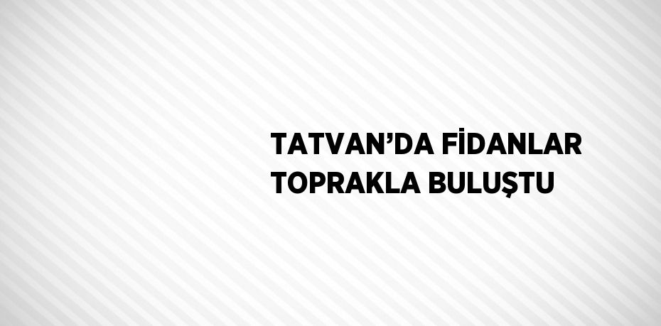 TATVAN’DA FİDANLAR TOPRAKLA BULUŞTU