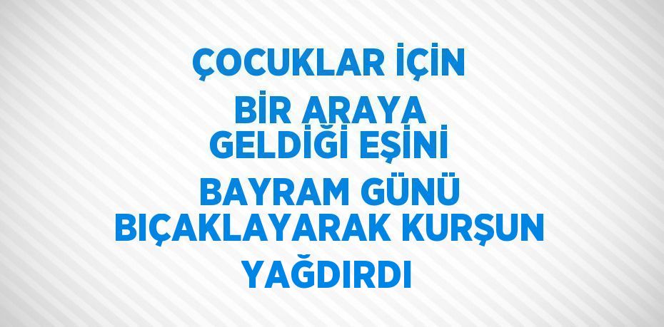 ÇOCUKLAR İÇİN BİR ARAYA GELDİĞİ EŞİNİ BAYRAM GÜNÜ BIÇAKLAYARAK KURŞUN YAĞDIRDI