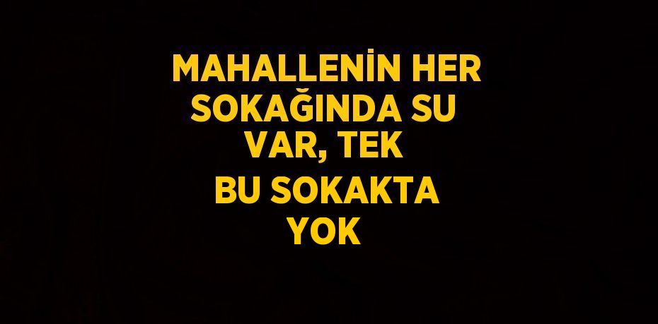 MAHALLENİN HER SOKAĞINDA SU VAR, TEK BU SOKAKTA YOK