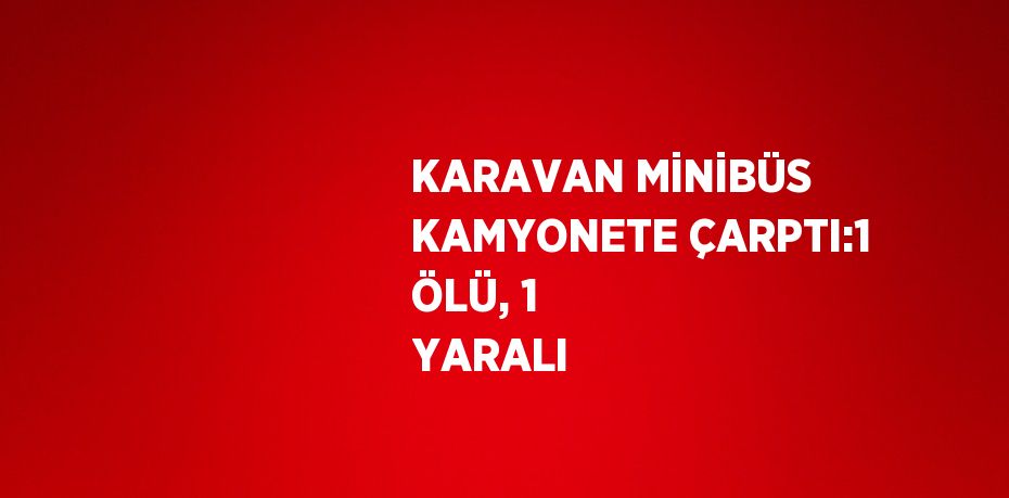 KARAVAN MİNİBÜS KAMYONETE ÇARPTI:1 ÖLÜ, 1 YARALI