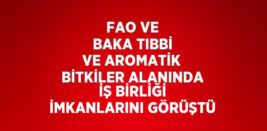 FAO VE BAKA TIBBİ VE AROMATİK BİTKİLER ALANINDA İŞ BİRLİĞİ İMKANLARINI GÖRÜŞTÜ