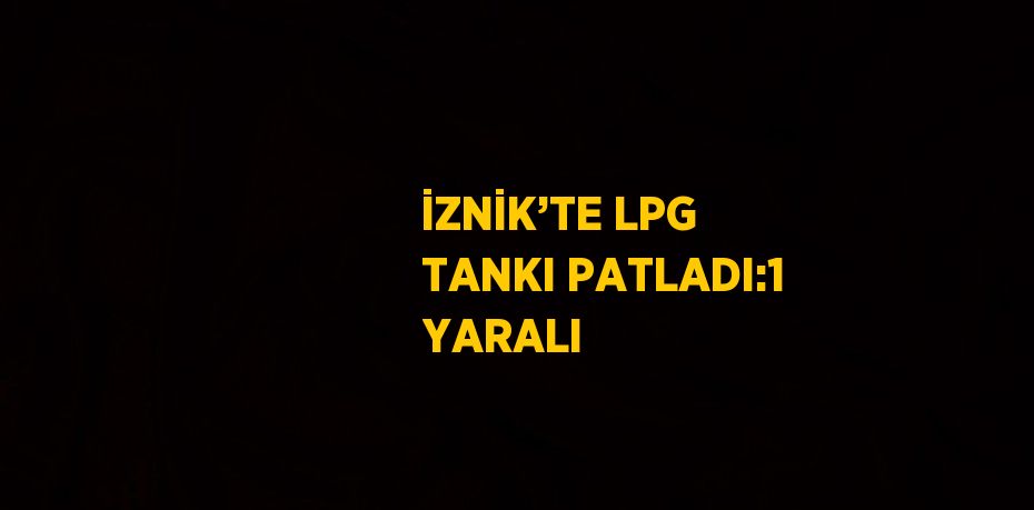 İZNİK’TE LPG TANKI PATLADI:1 YARALI